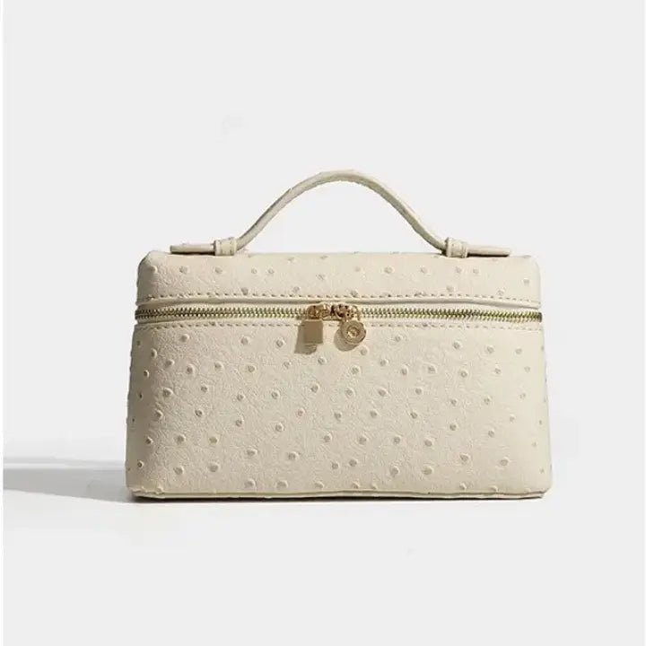 Oasis Embossed Vanity Case – Minimalist Ostrich-Texture Travel Organizer