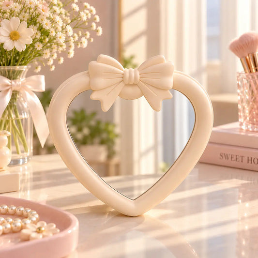 Heart-Shaped Vanity Mirror with Oversized Bow