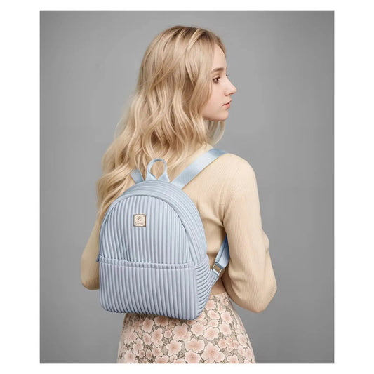 Aesthetic Pleated Velvet Mini Backpack – Lightweight Minimalist Daypack & Travel Bag