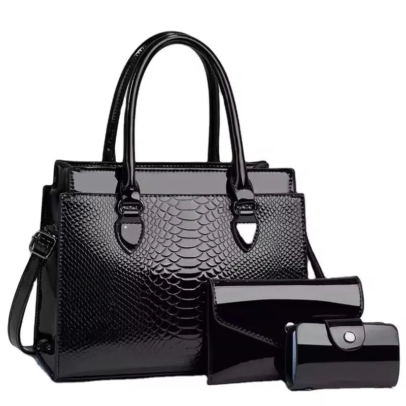 3-Piece Women's Handbag Set - Tote, Shoulder Bag & Wallet