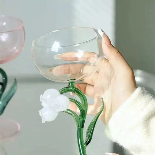 Botanical Muse Goblet – Artisan Flower-Stem Glass & Aesthetic Floral Drinkware