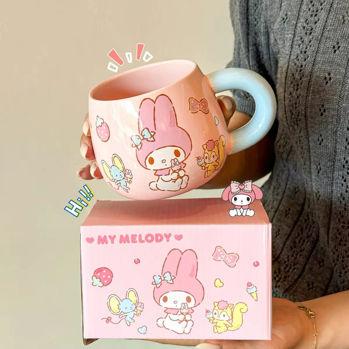 Colourful Cartoon Print Large Ceramic Mug