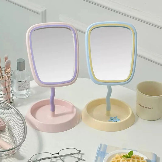 Aesthetic Wavy Vanity Mirror β Minimalist Pastel Tabletop Decor & Makeup Mirror