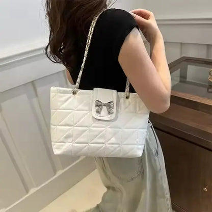 Luxe Quilted Bow Chain Bag – Elegant Mini Tote & Crossbody Shoulder Purse