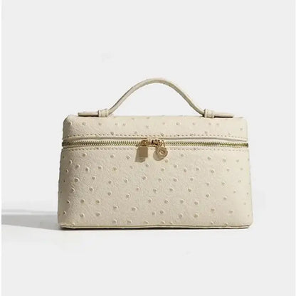 Oasis Embossed Vanity Case – Minimalist Ostrich-Texture Travel Organizer