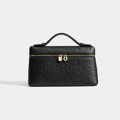 Oasis Embossed Vanity Case – Minimalist Ostrich-Texture Travel Organizer