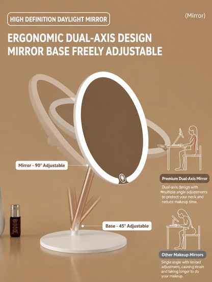 LED Makeup Mirror with Adjustable Stand - 3 Color Light Vanity Mirror