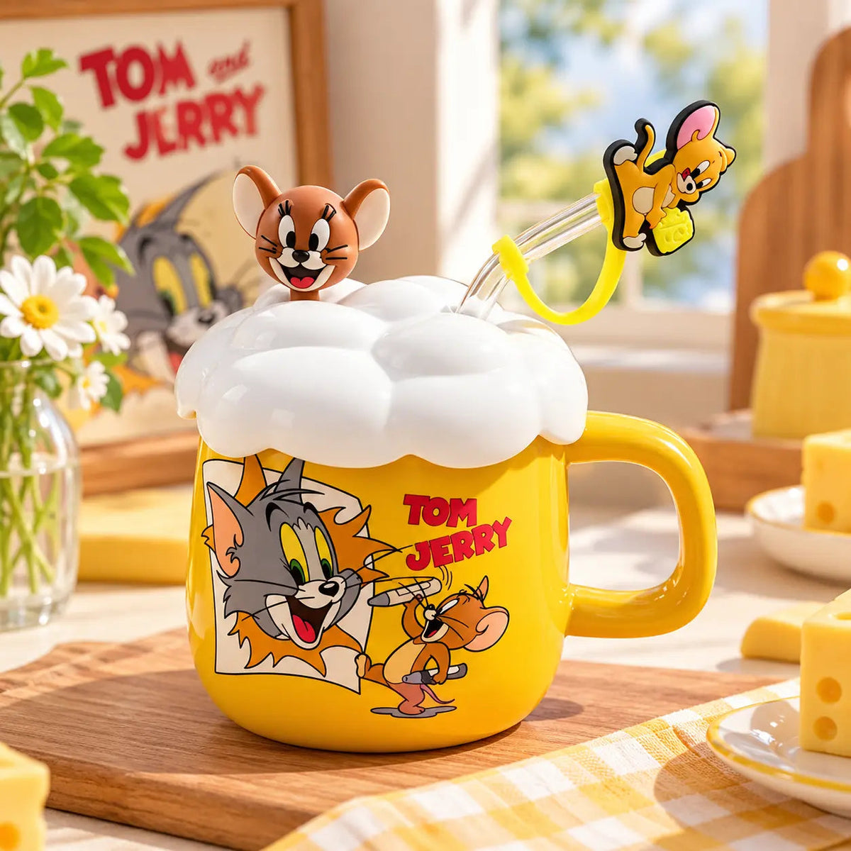 Tom & Jerry Ceramic Mug with Cloud Lid