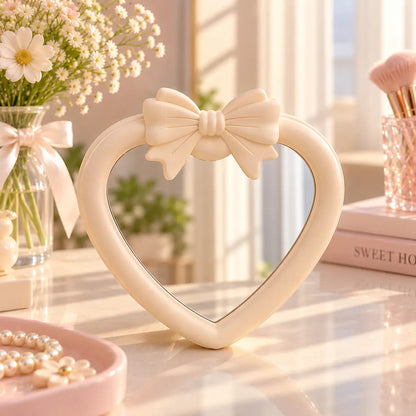 Heart-Shaped Vanity Mirror with Oversized Bow