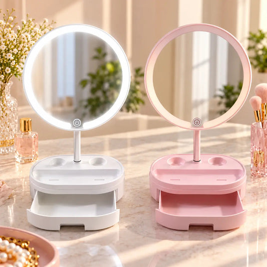 LED Vanity Mirror with Makeup Storage Drawer