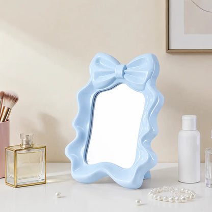 Bow Vanity Mirror - Cute Desktop Makeup Mirror with Wall Hook