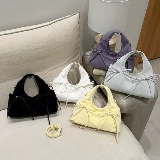Chic Bow Accent Shoulder Bag – Soft Crossbody Handbag