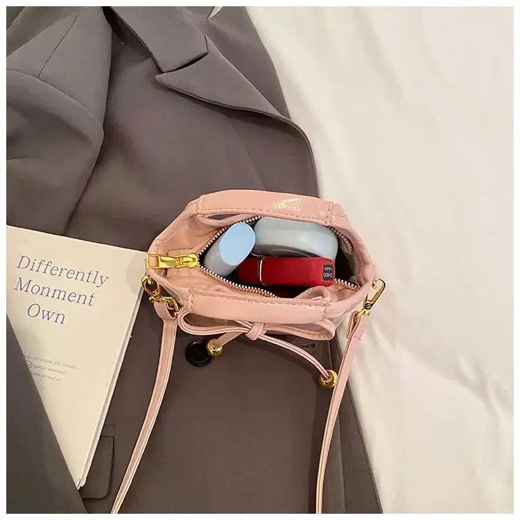 Mini Bowtie Handbag & Crossbody Purse with Gold Bead Accents