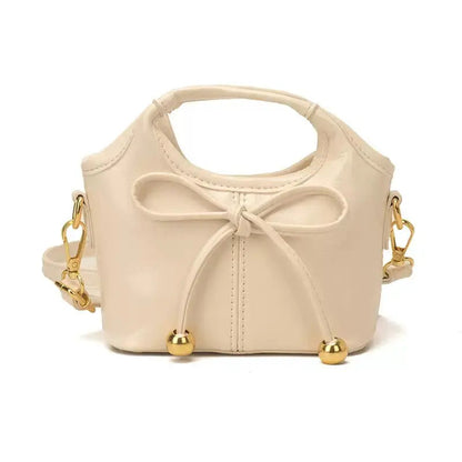 Mini Bowtie Handbag & Crossbody Purse with Gold Bead Accents