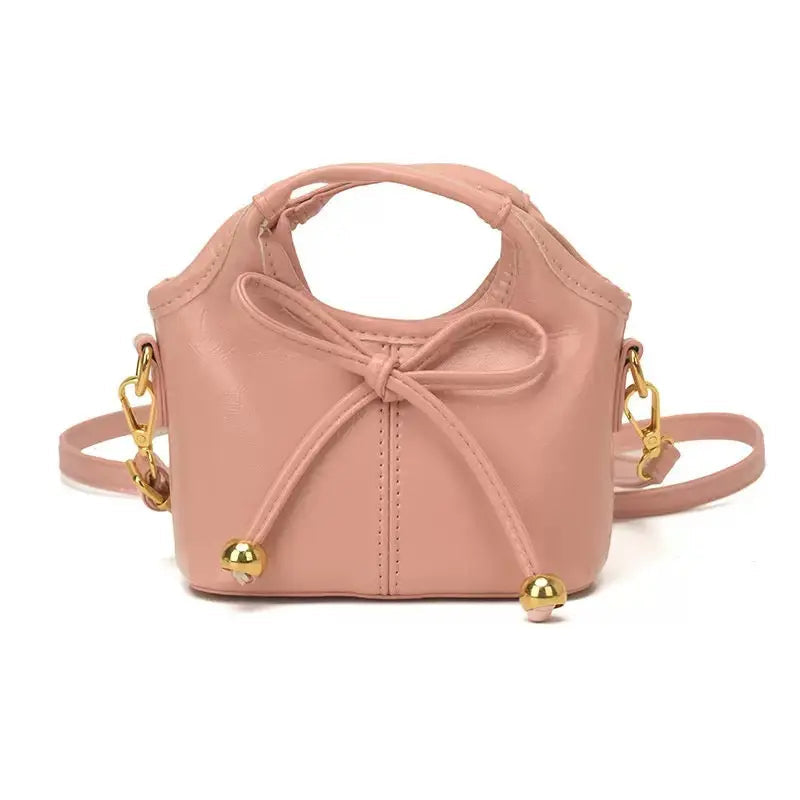 Mini Bowtie Handbag & Crossbody Purse with Gold Bead Accents