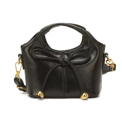 Mini Bowtie Handbag & Crossbody Purse with Gold Bead Accents