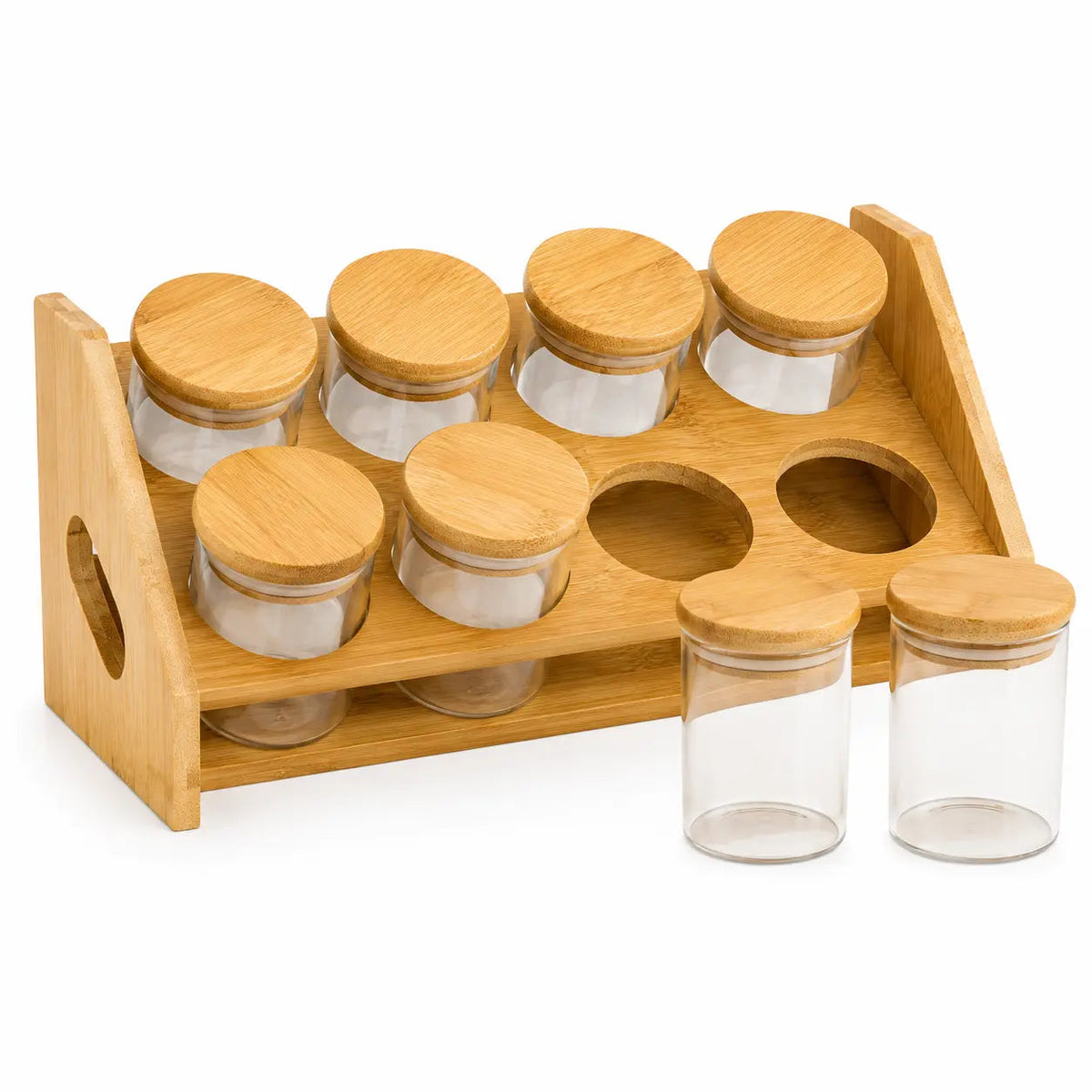 10-Piece Glass Spice Jar Set with Bamboo Stand