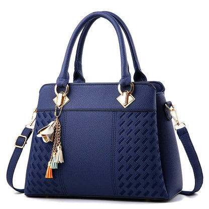 Avenue Tassel Tote – Structured Woven-Panel Handbag & Multi-Way Shoulder Bag