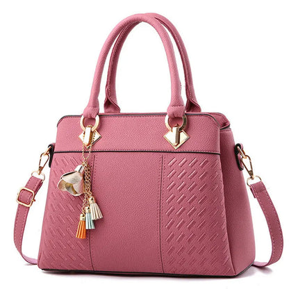 Avenue Tassel Tote – Structured Woven-Panel Handbag & Multi-Way Shoulder Bag