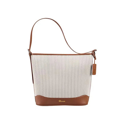 Premium Pleated Shoulder Tote Bag for Women Lightweight Casual Crossbody Handbag with Leather Trim