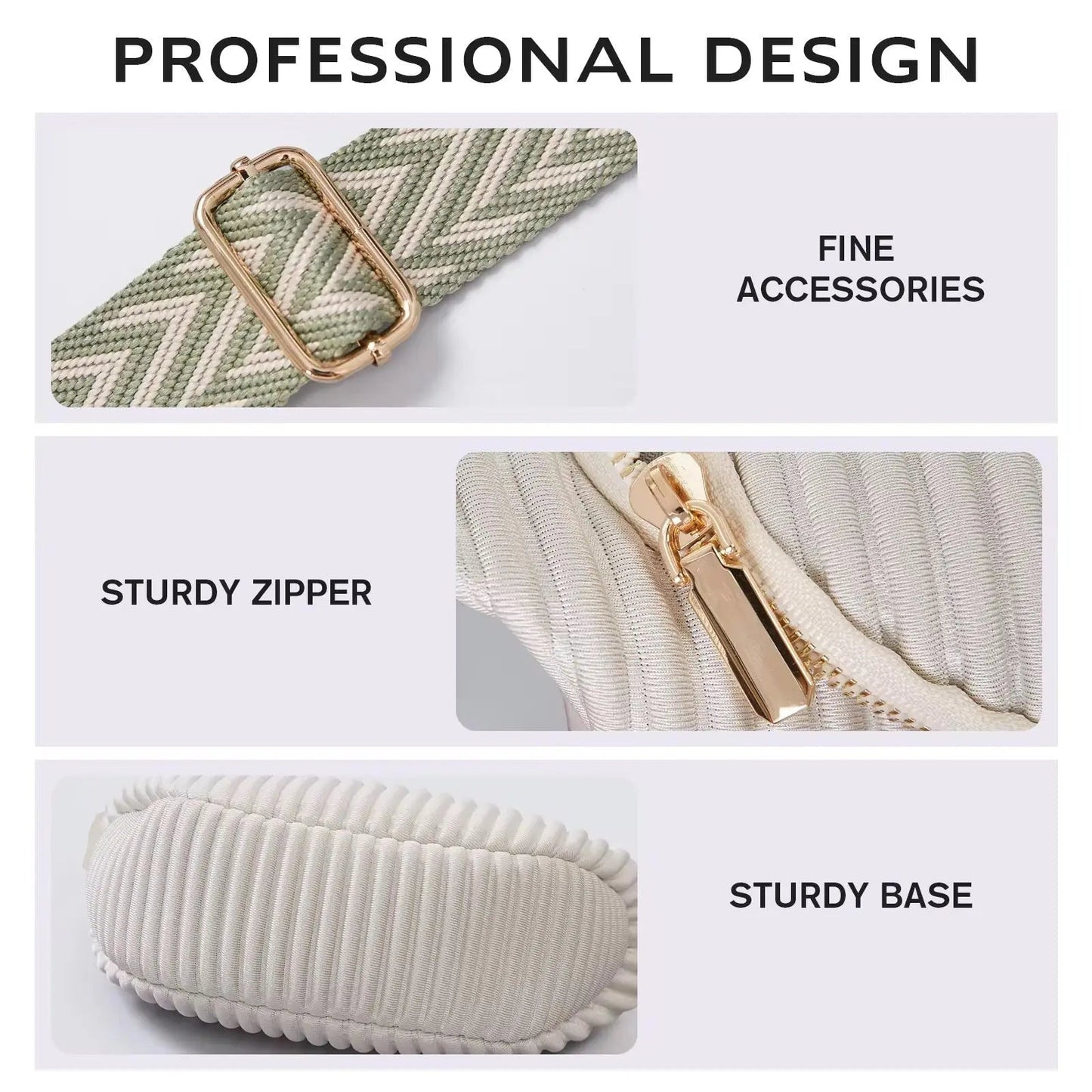 Chic Pleated Crescent Crossbody – Minimalist Half-Moon Sling Bag with Wide Strap
