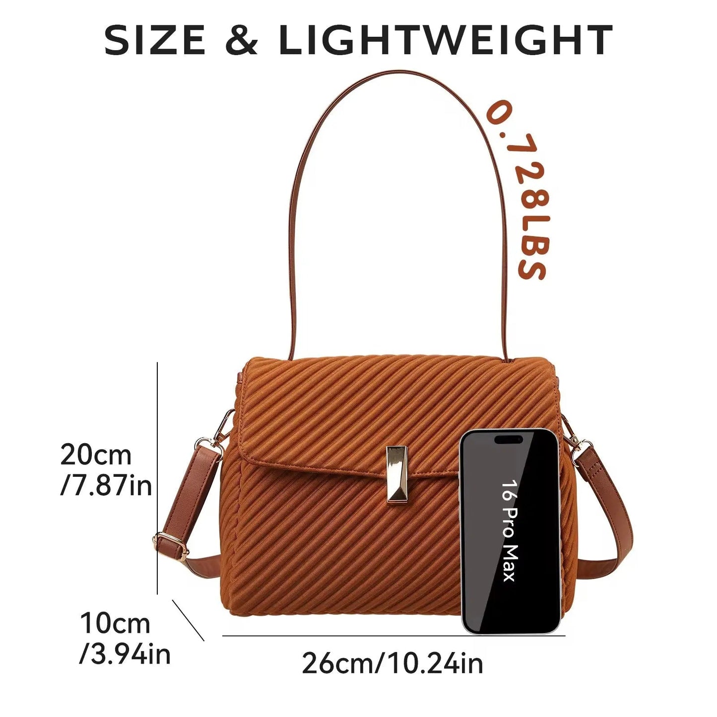 Elegant Pleated Dual-Handle Tote – Minimalist Convertible Shoulder Bag & Crossbody