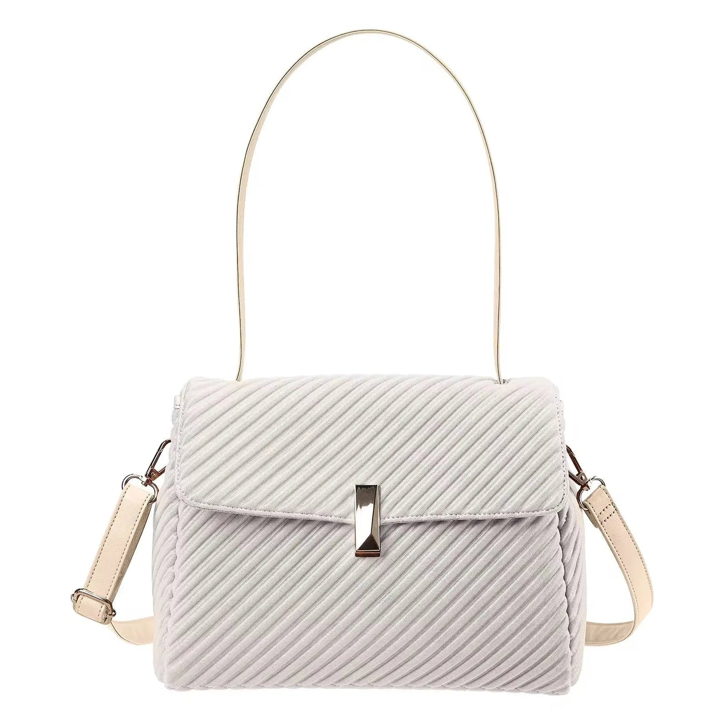 Elegant Pleated Dual-Handle Tote – Minimalist Convertible Shoulder Bag & Crossbody