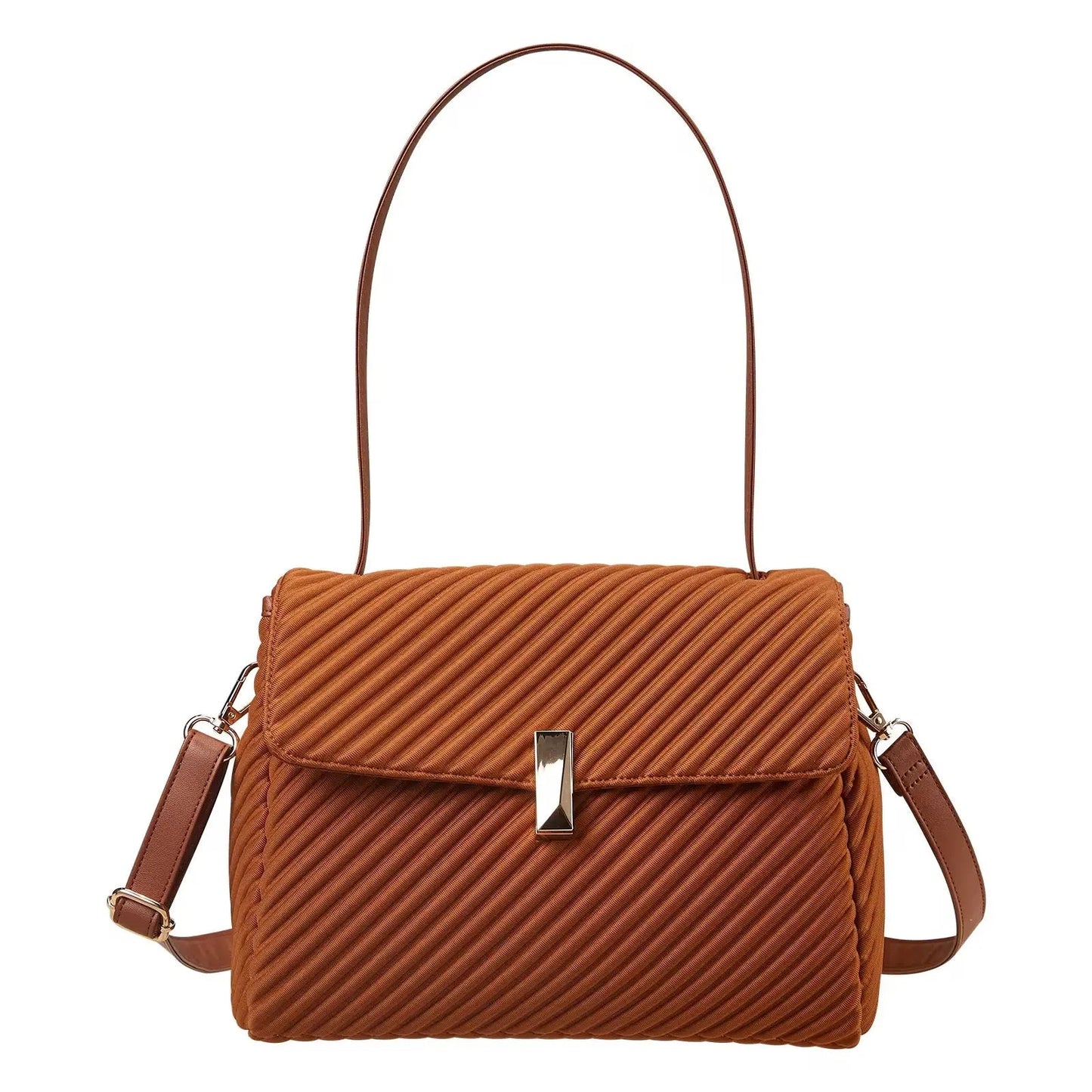Elegant Pleated Dual-Handle Tote – Minimalist Convertible Shoulder Bag & Crossbody