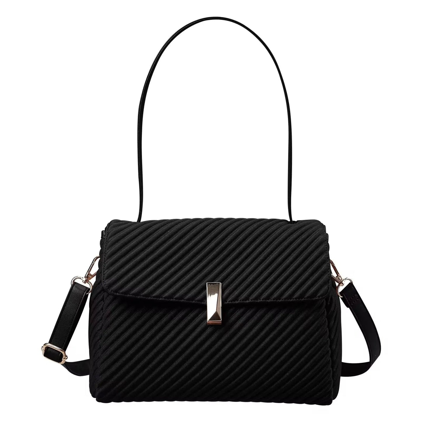 Elegant Pleated Dual-Handle Tote – Minimalist Convertible Shoulder Bag & Crossbody