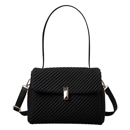 Elegant Pleated Dual-Handle Tote – Minimalist Convertible Shoulder Bag & Crossbody