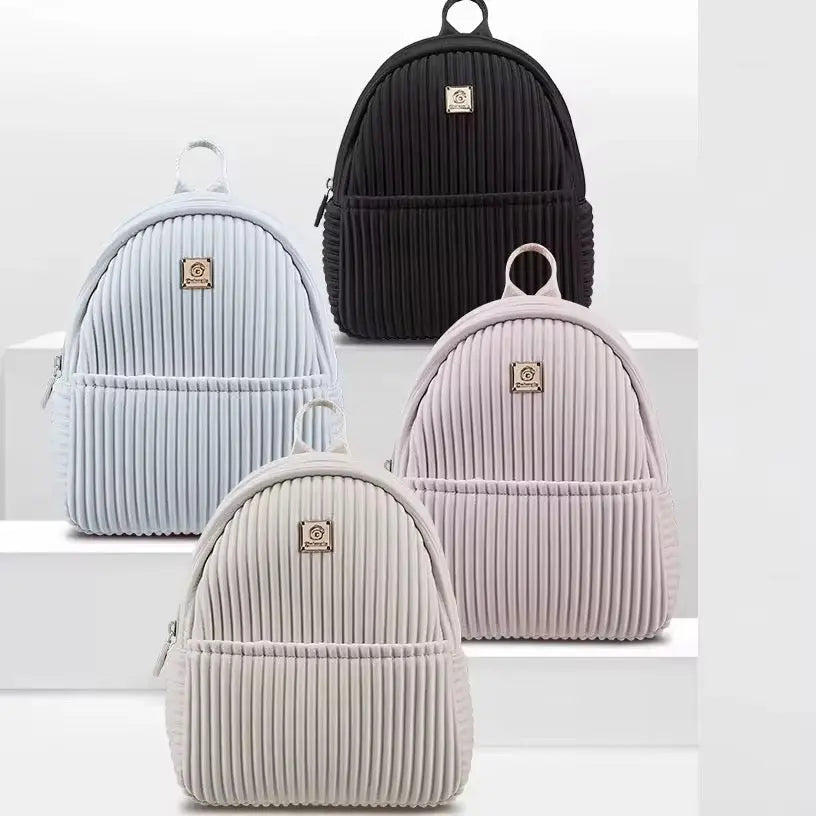 Aesthetic Pleated Velvet Mini Backpack – Lightweight Minimalist Daypack & Travel Bag