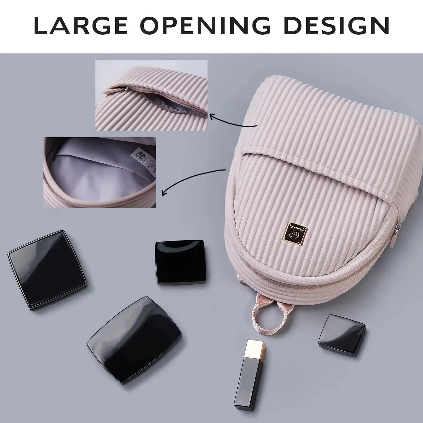 Aesthetic Pleated Velvet Mini Backpack – Lightweight Minimalist Daypack & Travel Bag