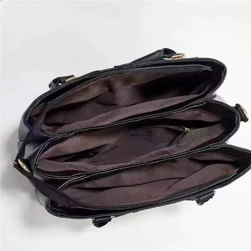 Aria Bow-Charm Tote – Structured Patterned Paneled Handbag & Shoulder Bag
