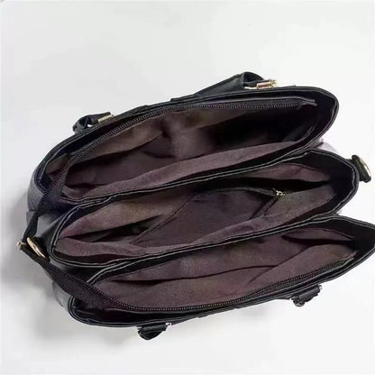 Aria Bow-Charm Tote – Structured Patterned Paneled Handbag & Shoulder Bag