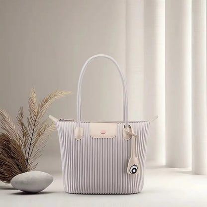 Premium Pleated Everyday Tote – Lightweight Aesthetic Shoulder Bag for Work & Travel