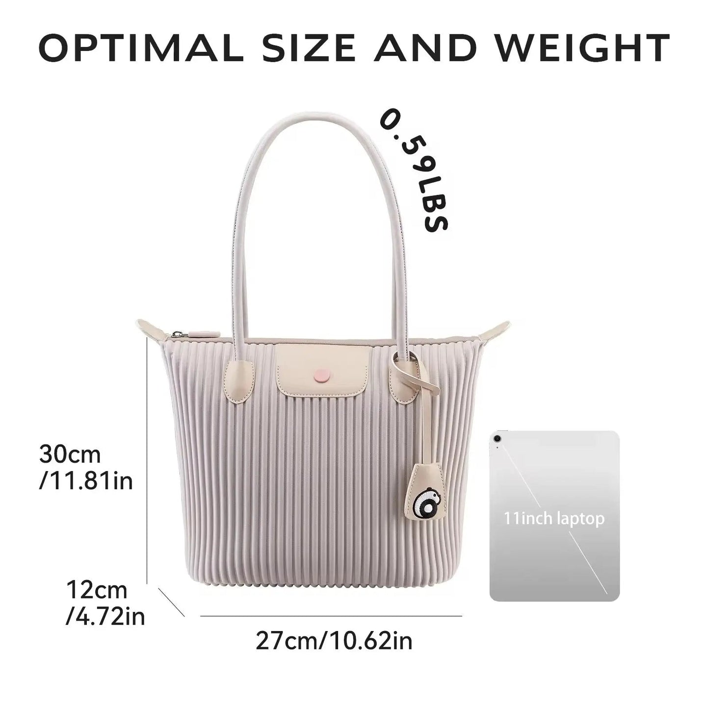 Premium Pleated Everyday Tote – Lightweight Aesthetic Shoulder Bag for Work & Travel