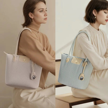 Premium Pleated Everyday Tote – Lightweight Aesthetic Shoulder Bag for Work & Travel