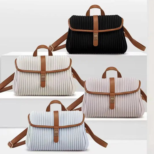 Elegant Pleated Convertible Backpack – Minimalist Multi-Way Shoulder & Crossbody Bag