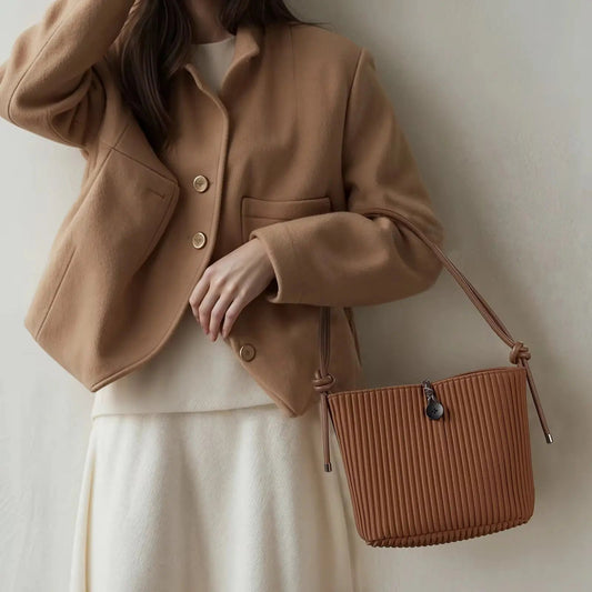 Pleated Drift Satchel – Artisan Convertible Shoulder Bag & Minimalist Crossbody Tote