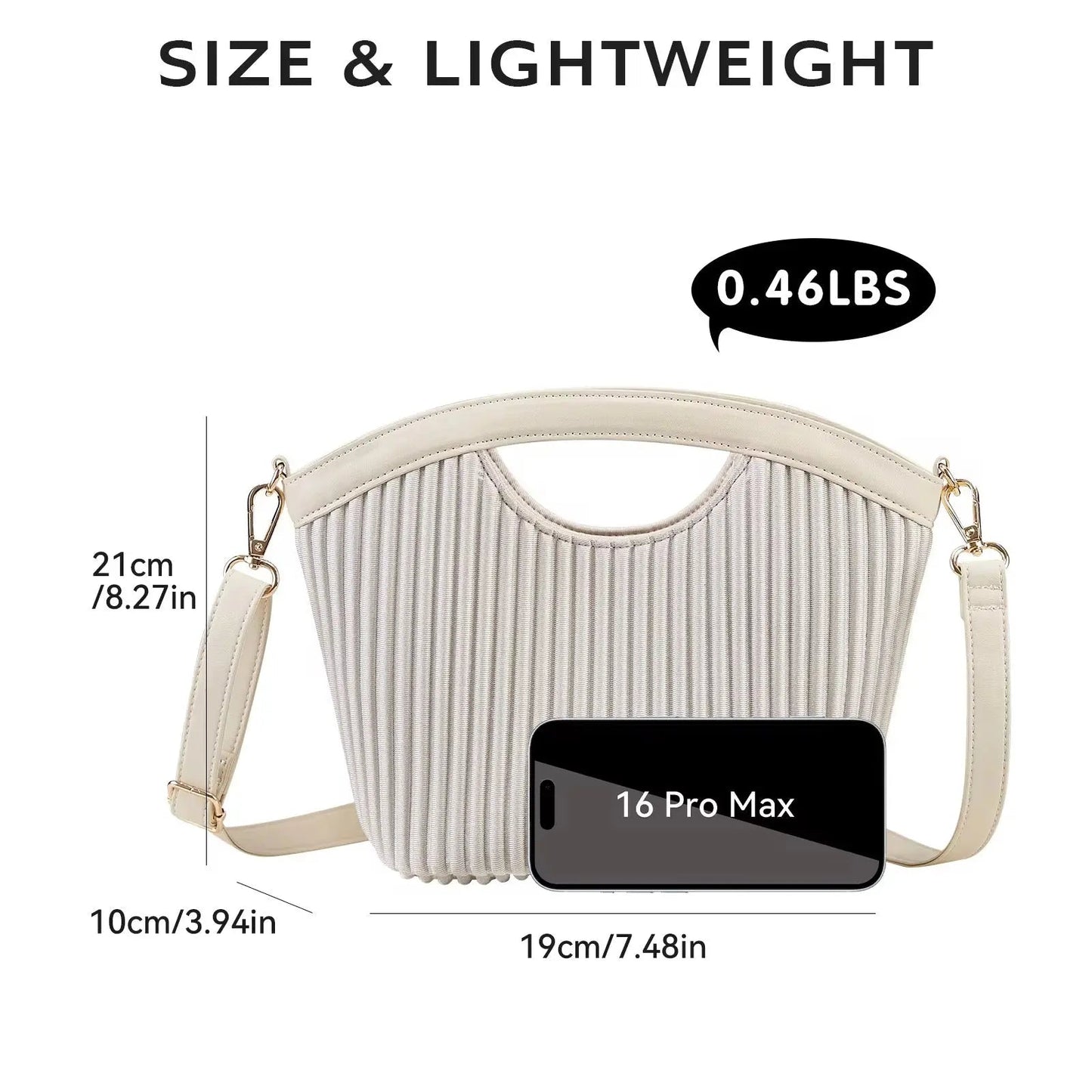 Petal-Pleated Top Handle Bag – Minimalist Vegan Leather Crossbody & Tote