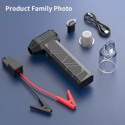 130,000 RPM Turbo Fan & Mini Vacuum Cleaner with Car Jump Starter
