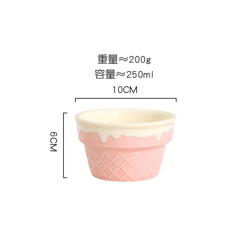 Gelato Swirl Collection – Pastel Pink Sculptural Ceramic Bowl & Dessert Set
