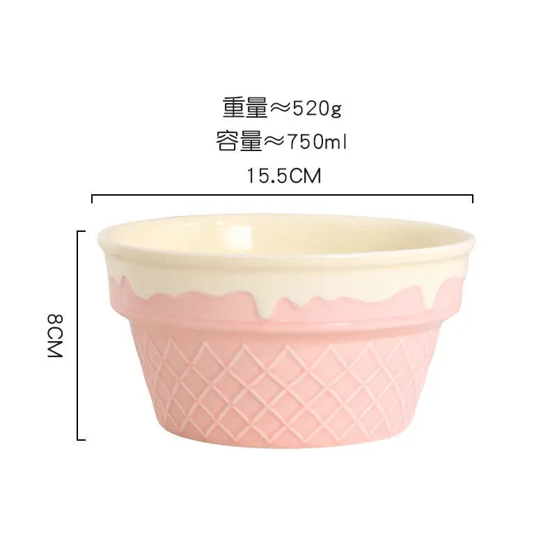 Gelato Swirl Collection – Pastel Pink Sculptural Ceramic Bowl & Dessert Set