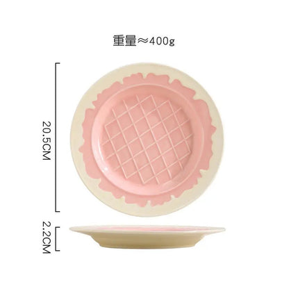 Gelato Swirl Collection – Pastel Pink Sculptural Ceramic Bowl & Dessert Set