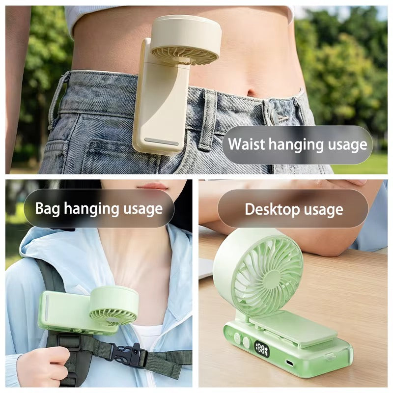 3000mAh Rechargeable Waist & Neck Fan – 360° Rotatable