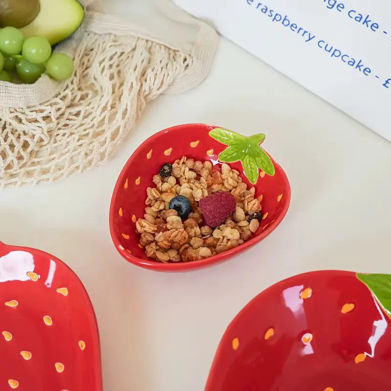 Strawberry Ceramic Serving Plate & Bowl