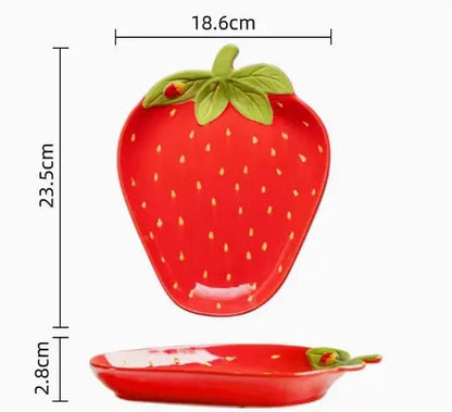 Strawberry Ceramic Serving Plate & Bowl