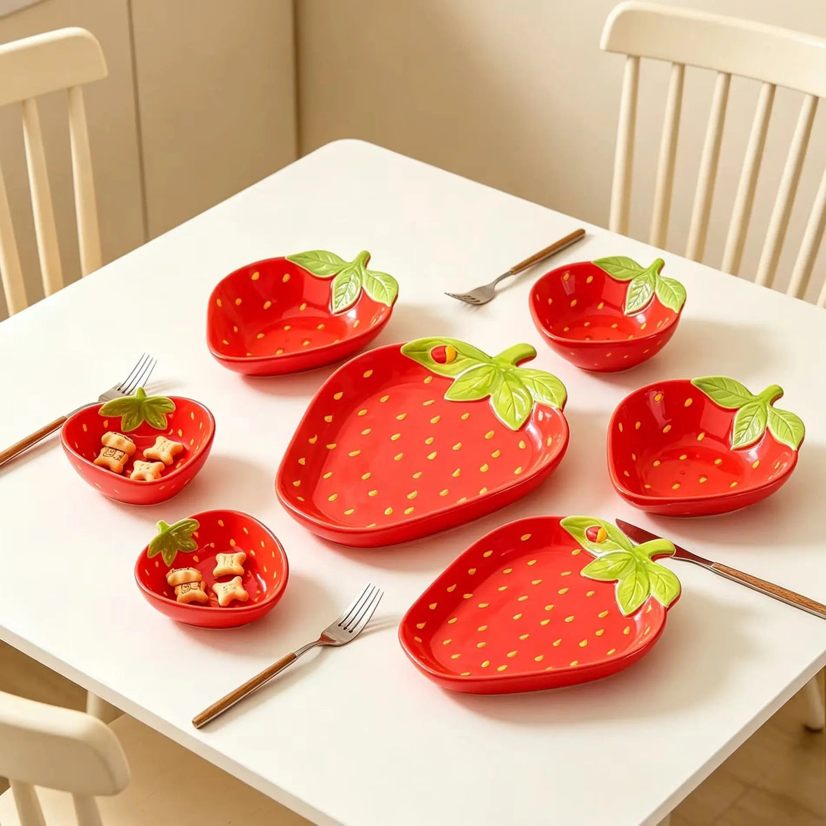 Strawberry Ceramic Serving Plate & Bowl