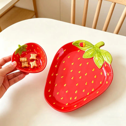 Strawberry Ceramic Serving Plate & Bowl