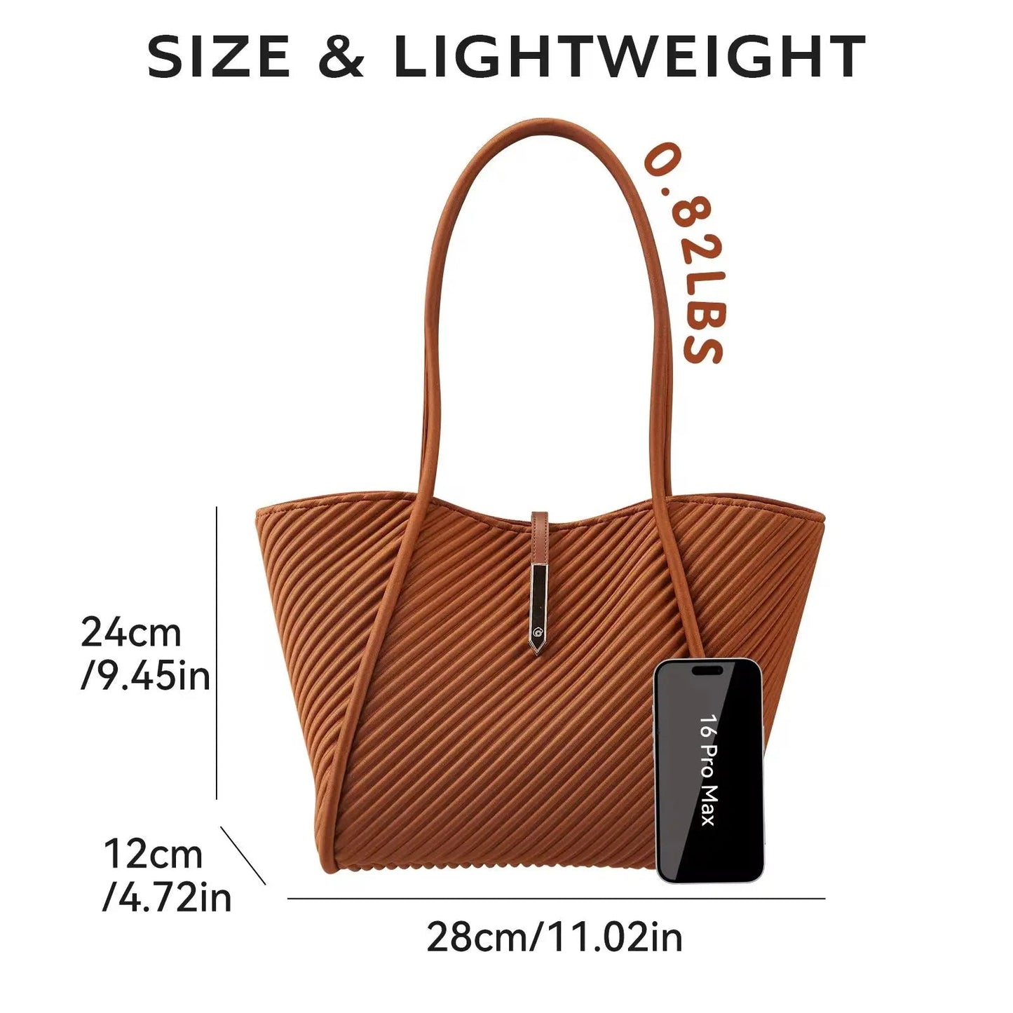 Elegant Pleated Shoulder Tote – Lightweight Minimalist Handbag for Work & Travel